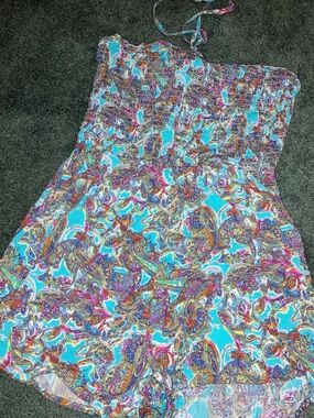 wild fable Turquoise Multicolor Paisley Strapless Sundress